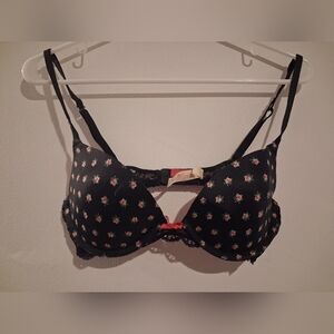 Victoria's Secret Black Bra with Floral Pattern